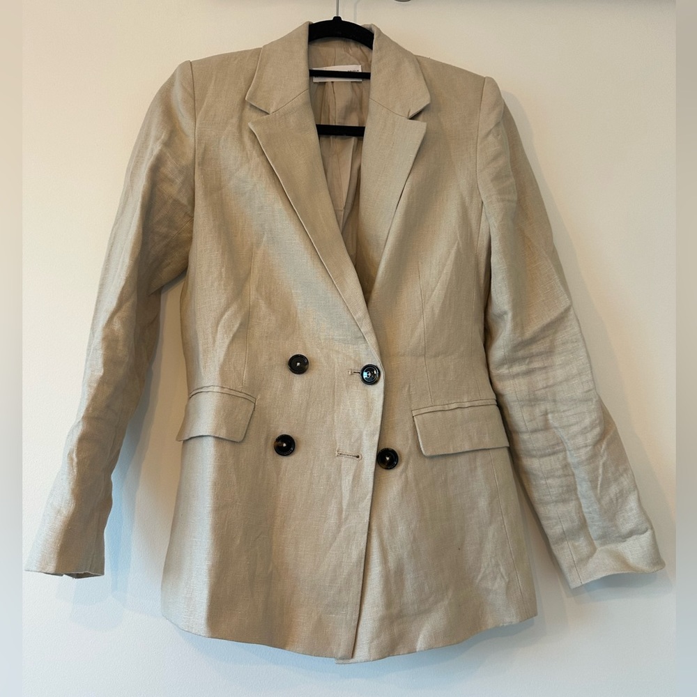 Mango linen double breasted blazer